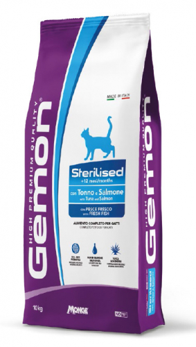 Корм Gemon Cat Adult Sterilized TUNA / SALMON для стерилизованных кошек (тунец и лосось)